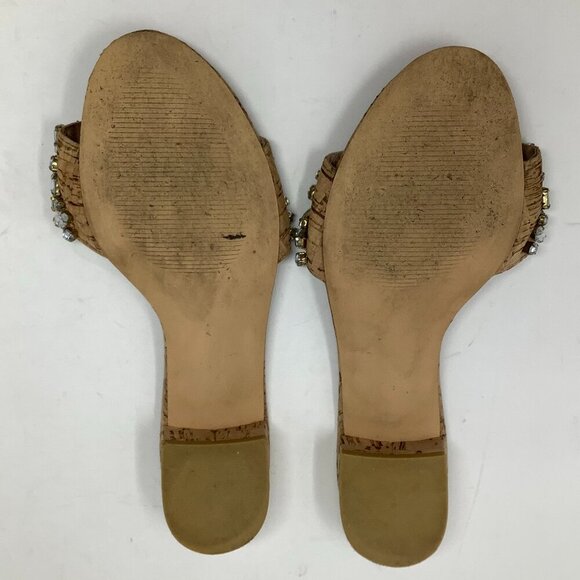 Lilly Pulitzer Trish Crystal Slide Sandals 7 heeled sparkly cork Natural - Picture 6 of 7